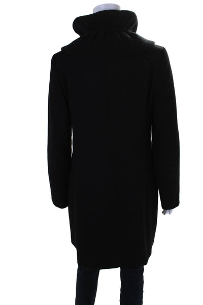 Tahari Womens Wool Blend Collared Long Sleeve Button Up Coat Black Size S