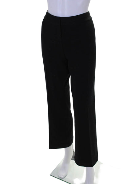 Tahari Flat Front Mid-Rise Hook Closure Flared Pants Trousers Black Size S