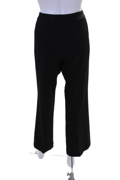 Tahari Flat Front Mid-Rise Hook Closure Flared Pants Trousers Black Size S