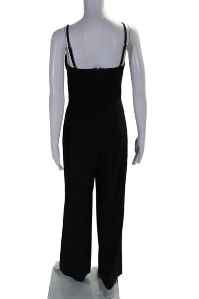 DKNY Womens Square Neck Back Zip Tapered Leg Jumpsuit Black Size 2 US