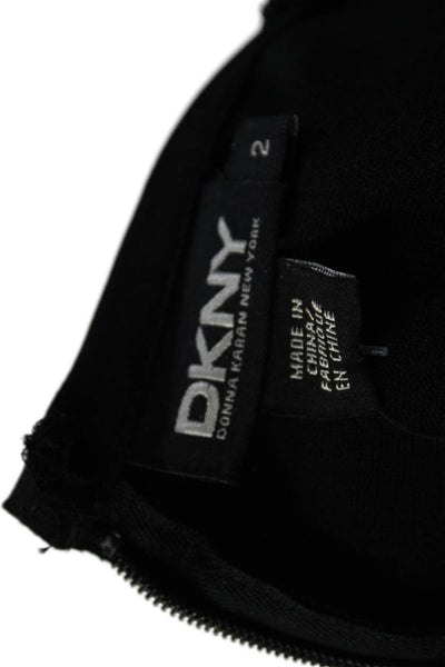 DKNY Womens Square Neck Back Zip Tapered Leg Jumpsuit Black Size 2 US