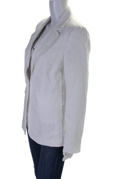 MNG Womens Long Sleeve Notch Lapel One Button Blazer White Size 6 US