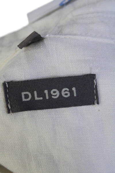 DL1961 Women's Short Sleeves Collared Linen Button Down Shirt White Size M