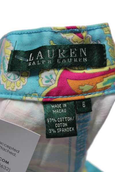 Lauren Ralph Lauren Womens Blue Cotton Blend Paisley Crop Pants Size 6