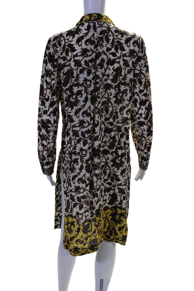 Kobi Halperin Womens Cream Black Floral Collar Long Sleeve Shirt Dress Size S