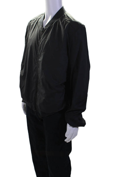 Lanvin Mens Long Sleeves Full Zipper Bomber Jacket Black Cotton Size EUR 56