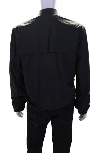 Lanvin Mens Long Sleeves Full Zipper Bomber Jacket Black Cotton Size EUR 56