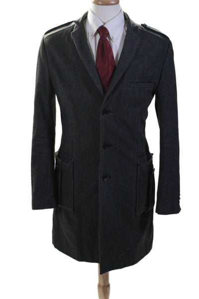 Ben Sherman Mens Wool Single Breasted Collared Overcoat Gray Size M