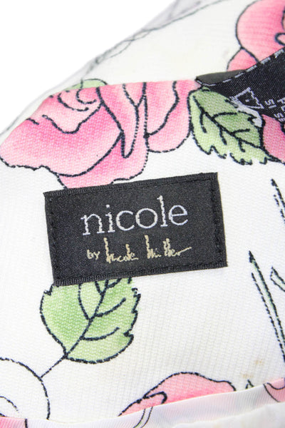 nicole by Nicole Miller Womens Cotton Floral Print Blazer Jacket White Size 6