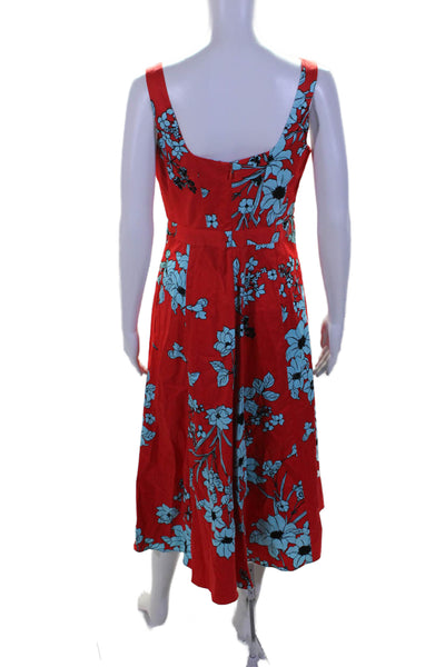 Rachel Rachel Roy Womens Red Floral Peep V-Neck Sleeveless Shift Dress Size 4