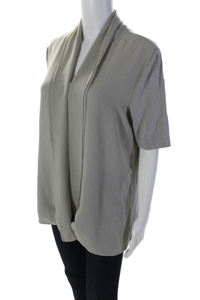 H By Halston Womens V-Neck Layered Short Sleeve Pullover Blouse Top Gray Size M