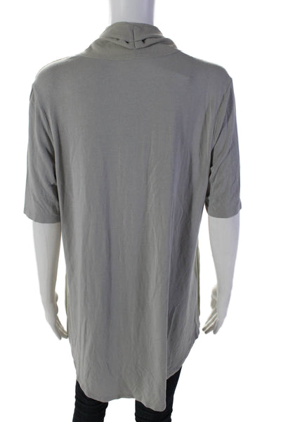 H By Halston Womens V-Neck Layered Short Sleeve Pullover Blouse Top Gray Size M