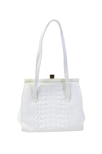 Glen Miller For Ann Turk Womens Textured Leather Top Handle Bag Handbag White