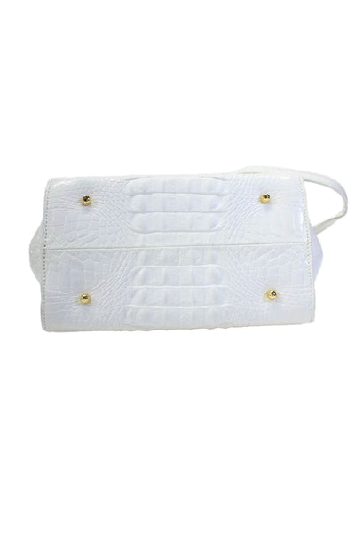 Glen Miller For Ann Turk Womens Textured Leather Top Handle Bag Handbag White