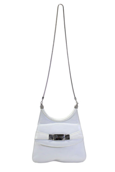 Glen Miller For Ann Turk Womens Leather Snap Close Shoulder Bag Handbag White