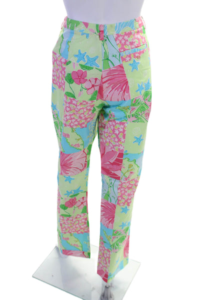 Lilly Pulitzer Women's Button Closure Pockets Flat Front Floral Pants Size 14