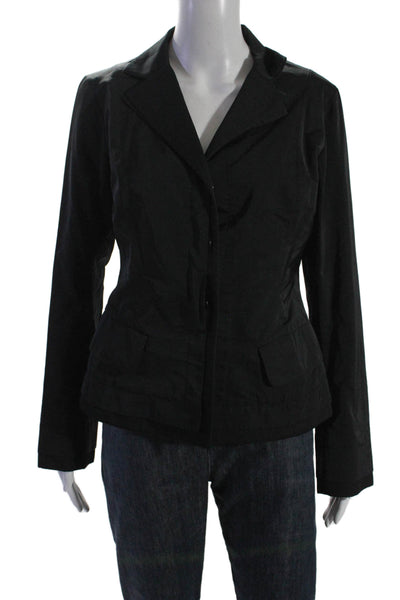 Lida Baday Womens Black Full Zip Collar Long Sleeve Jacket Size 6