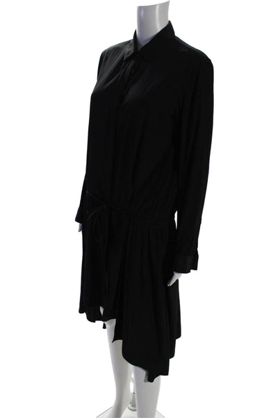 Chaiken Womens Black Collar Long Sleeve Tie Button Front Shift Dress Size 6