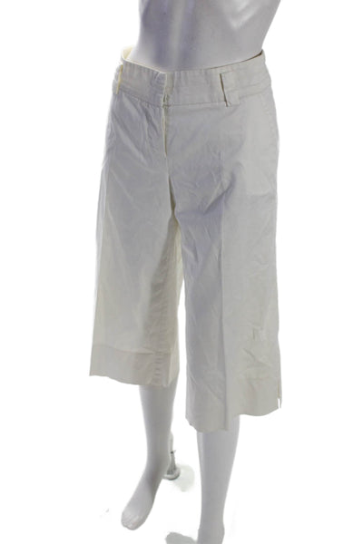 Trina Turk Womens Cotton White High Waisted Pleated Wide Leg Capri Pants Size 4