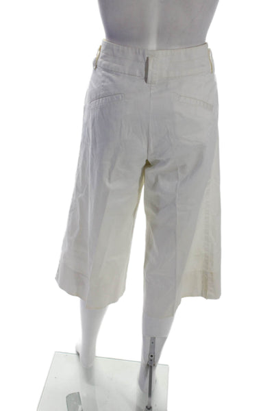 Trina Turk Womens Cotton White High Waisted Pleated Wide Leg Capri Pants Size 4