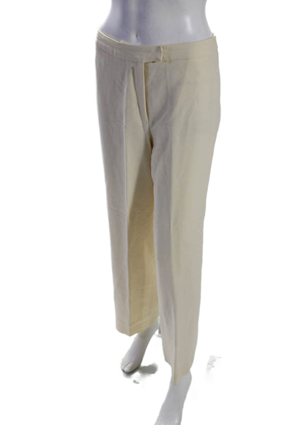 Tamotsu Womens Beige Wool High Waisted Pleated Straight Leg Pants Size 4/6