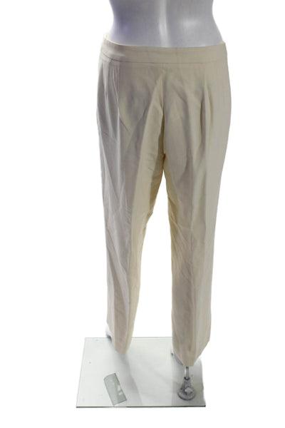 Tamotsu Womens Beige Wool High Waisted Pleated Straight Leg Pants Size 4/6