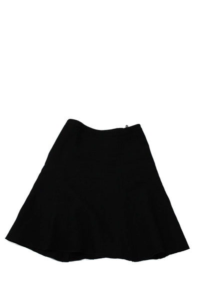 Andrew Gn Womens Wool Black Textured Zip Back A-Line Mini Skirt Size S