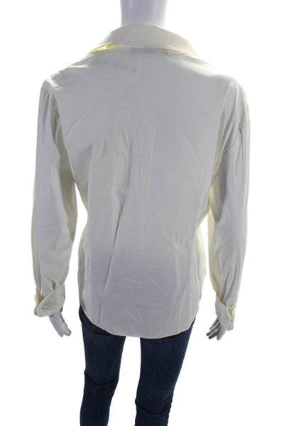 Lafayette 148 New York Women's Long Sleeves Button Down Shirt Cream Size 4