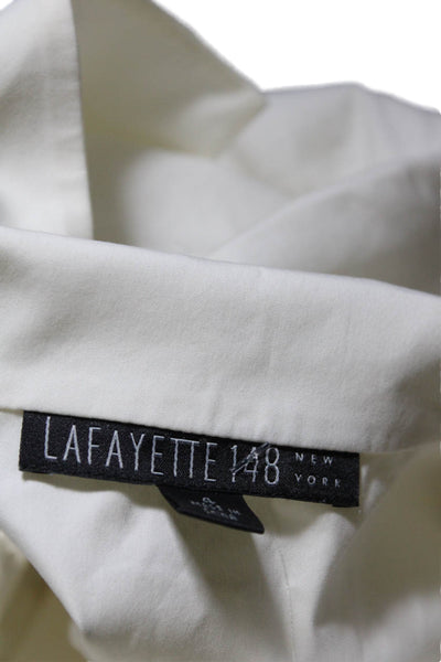 Lafayette 148 New York Women's Long Sleeves Button Down Shirt Cream Size 4