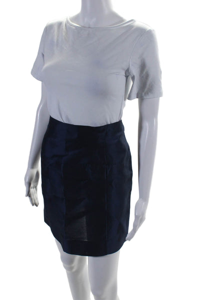 Marni Women's Round Neck Ruffle Sleeveless Two Piece Skirt Set Blue Size 42