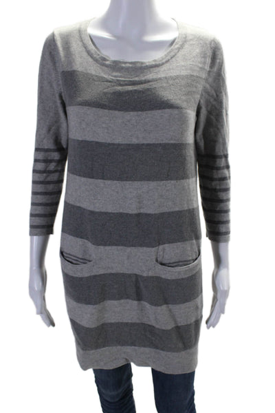 Rag & Bone Knit Womens Cotton Knit Striped Print Long Sleeve Tunic Gray Size S