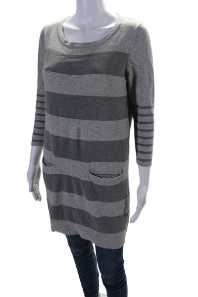 Rag & Bone Knit Womens Cotton Knit Striped Print Long Sleeve Tunic Gray Size S