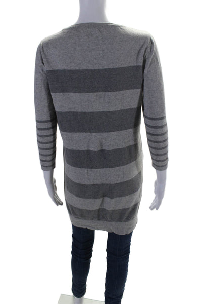 Rag & Bone Knit Womens Cotton Knit Striped Print Long Sleeve Tunic Gray Size S