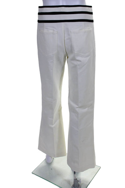 Robert Rodriguez Womens Striped High Rise Bootcut Flare Pants White Size 6