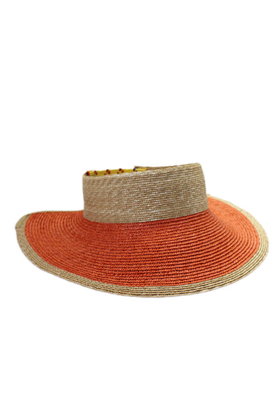 Raffaello Bettini Womens Wide Brim Visor Hat Straw Orange Regular