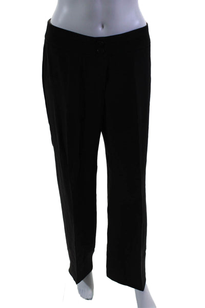 Armani Collezioni Womens Black High Rise Pleated Straight Leg Pants Size 42