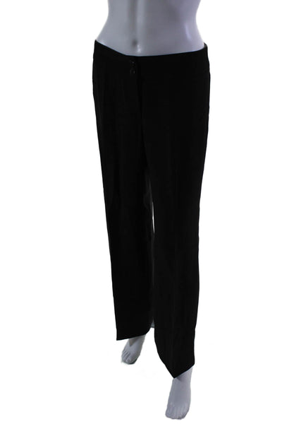 Armani Collezioni Womens Black High Rise Pleated Straight Leg Pants Size 42