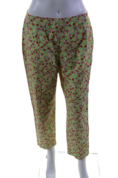 Ralph Ralph Lauren Womens Cotton Yellow Floral High Rise Straight Pants Size 8