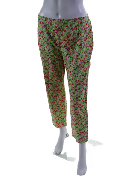 Ralph Ralph Lauren Womens Cotton Yellow Floral High Rise Straight Pants Size 8