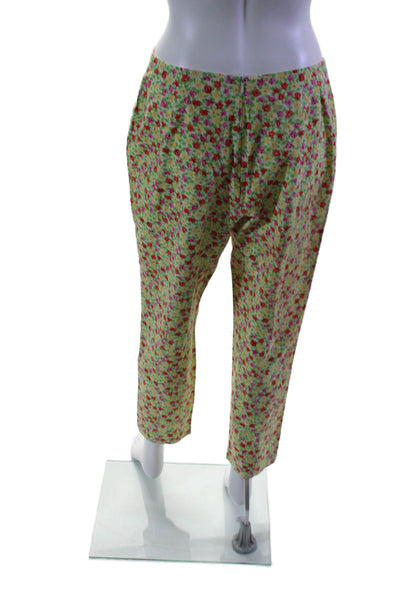 Ralph Ralph Lauren Womens Cotton Yellow Floral High Rise Straight Pants Size 8