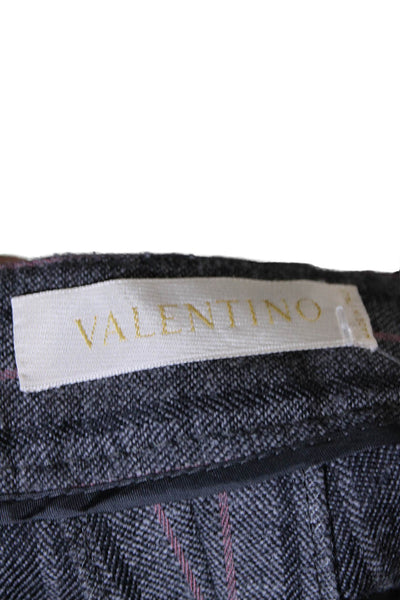 Valentino Womens Gray Wool Striped High Rise Pleated Straight Pants Size 6