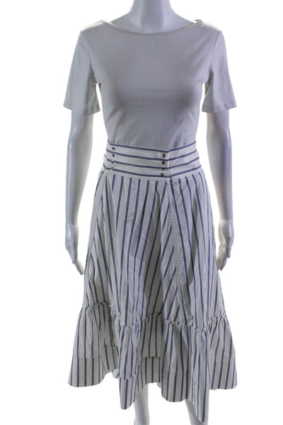 3.1 Phillip Lim Womens Striped Tiered Long Maxi Skirt White Size 6 US