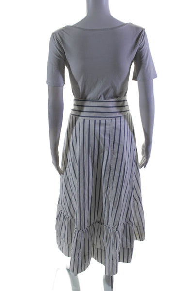 3.1 Phillip Lim Womens Striped Tiered Long Maxi Skirt White Size 6 US