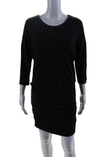 Rebecca Minkoff Womens Long Sleeve Tight Knit Long Dress Gray Size Small