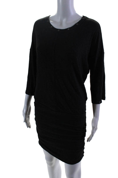 Rebecca Minkoff Womens Long Sleeve Tight Knit Long Dress Gray Size Small
