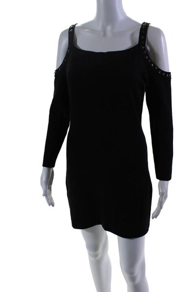 Calvin Klein Womens Long Sleeve Square Neck Knee Length Dress Black 6