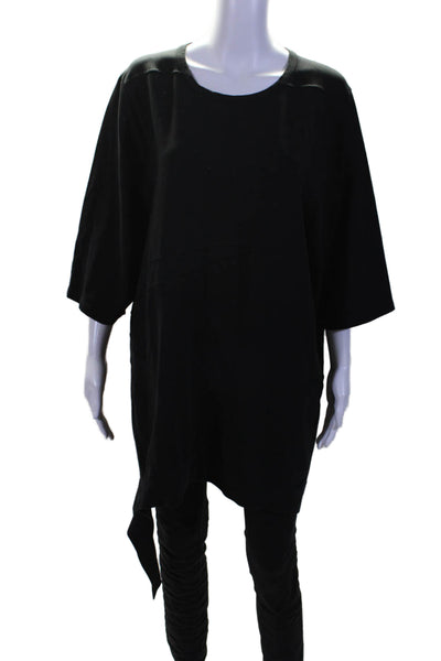 Giuseppa Collection Womens Black Crew Neck 3/4 Sleeve Oversized Shirt Size L