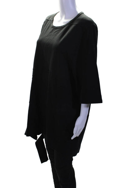 Giuseppa Collection Womens Black Crew Neck 3/4 Sleeve Oversized Shirt Size L