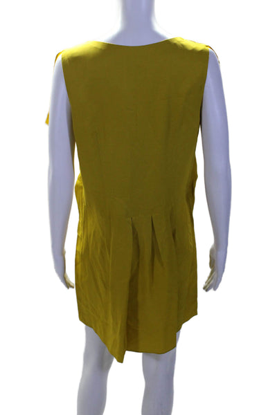 Ali Ro Womens Yellow Silk Square Neck Cap Sleeve Drape Mini Dress Size 6