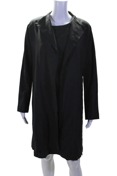Lida Baday Womens Wool Black Scoop Neck Sleeveless Shift Dress Jacket Set Size 4
